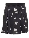 Marni Black Poplin Skirt With Bunch Of Hearts Print In Black