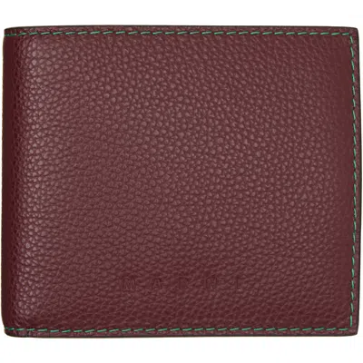 Marni Burgundy Contrast Stitching Leather Bifold Wallet In 00m72 Sudan