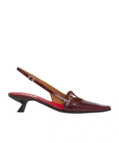 Marni Burgundy Croc-effect Leather Katty Slingback