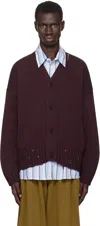 Marni Burgundy Dishevelled Cardigan In 00m74 Dark Raisin
