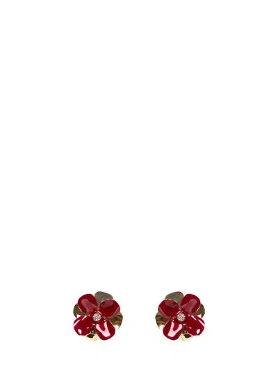 Marni Burgundy Enamel Flower Stud Earrings In Multi