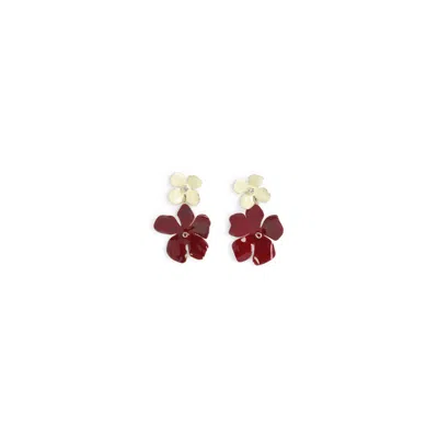 Marni Burgundy Floral Earrings In Red