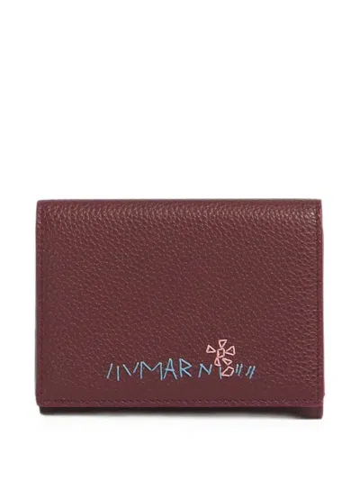 Marni Burgundy Leather Mending Tri-fold Wallet In Red