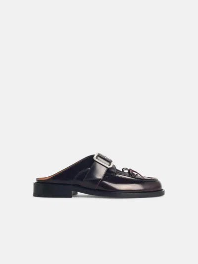 Marni Burgundy Bambi Buckle Slip-on Loafers In Black