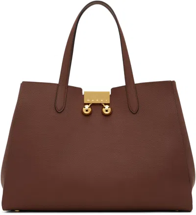 Marni Burgundy Medium Trunkaroo Tote In 00r81 Wild Cherry