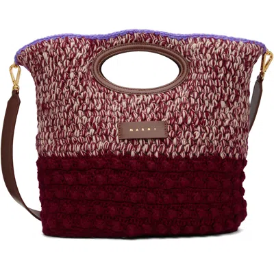 Marni Burgundy Wool Knotty Crochet Handbag In Red