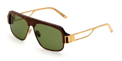 Marni Burullus Radica Gold Zt3 Men's Sunglasses Brown Size 61