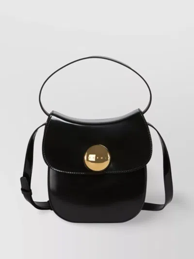 Marni Butterfly Calfskin Shoulder Bag In Black