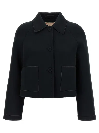 MARNI BUTTON-FRONT JERSEY JACKET WITH CLASSIC COLLAR