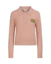 Marni Button Logo-appliqué Polo Top In Pink