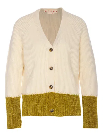 MARNI BUTTON RIBBED CARDIGAN