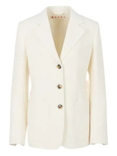 Marni Button Single-breasted Blazer In White
