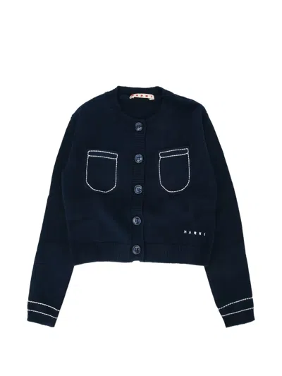 Marni Kids' Button-up Cardigan In Blue