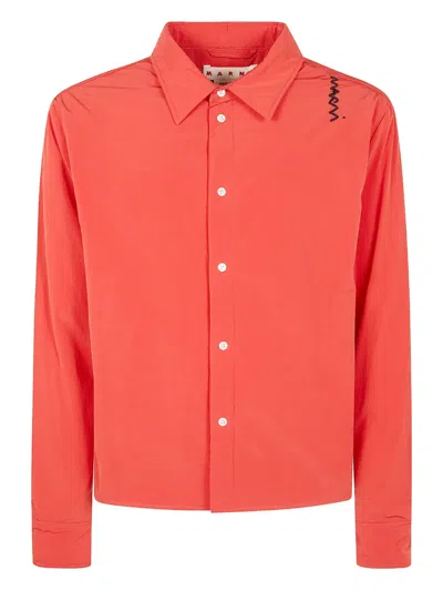 Marni Button-up Long-sleeve Shirt In Orange