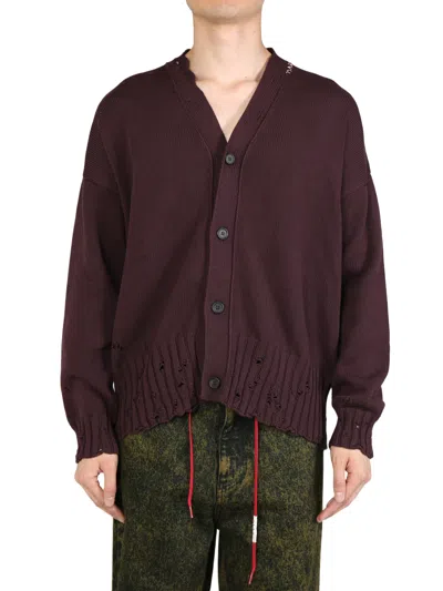 Marni Button V-neck Cardigan In Red