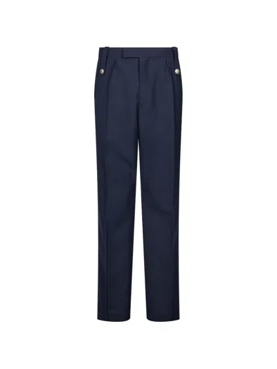 Marni Button-detail Pleated Trousers In Blue