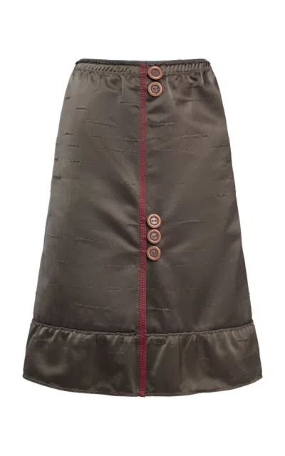 Marni Button-detailed Cotton-blend Midi Skirt In Brown