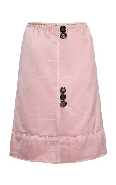 Marni Button-detailed Cotton-blend Midi Skirt In Pink