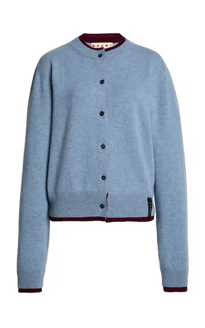 Marni Buttoned Cashmere Knit Sweater In Blue