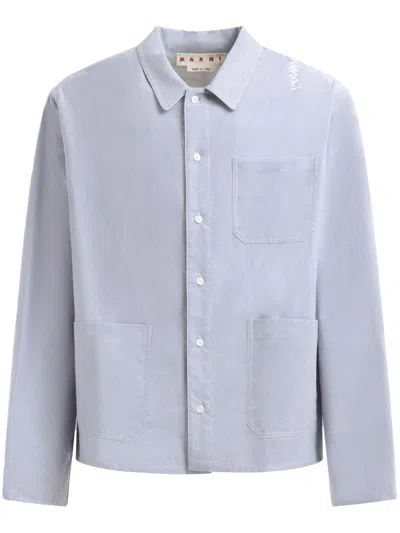 Marni Buttoned Cotton Shirt In Gray