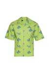 Marni Printed Short Sleeve Button Front Camp Shirt In Green