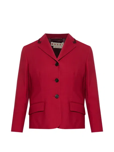 Marni Buttoned Pocket Blazer In Red