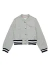 Marni Buttoned Striped Jacket In Gray