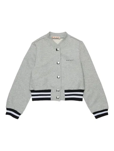 Marni Kids' Buttoned Striped Jacket In Gray