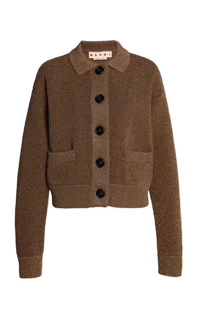 Marni Buttoned Wool Knit Sweater In Brown