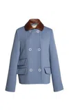 Marni Buttoned Wool-blend Woven Jacket In Blue