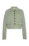 Marni Buttoned Wool-cashmere Woven Jacket In Green