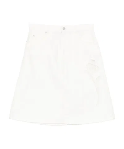 Marni Asymmetrical Pleated Midi Skirt In White