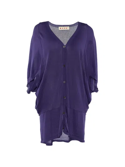 Pre-owned Marni Button-front V-neck Cardigan In Purple