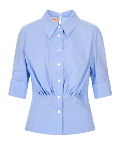 Marni Collared Buttoned Shirt In Blue