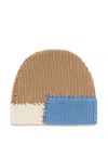 Marni Cable-knit Colour-block Beanie In Brown