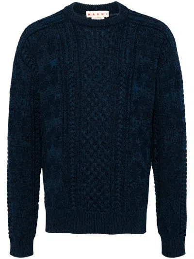 Marni Cable-knit Cotton Jumper In Blue