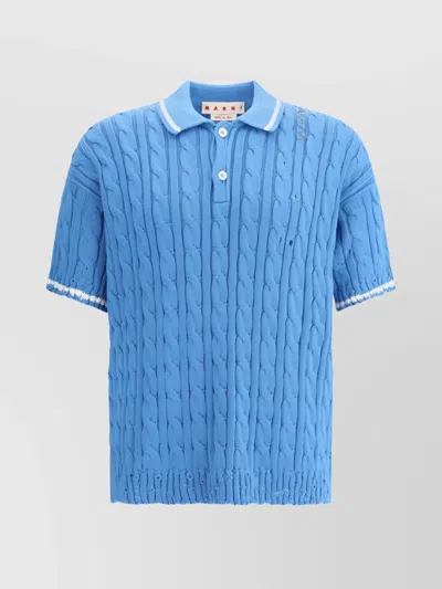Marni Short Sleeve Polo Shirt In Blue