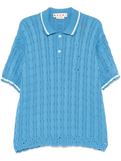 Marni Short Sleeve Polo Shirt In Blue