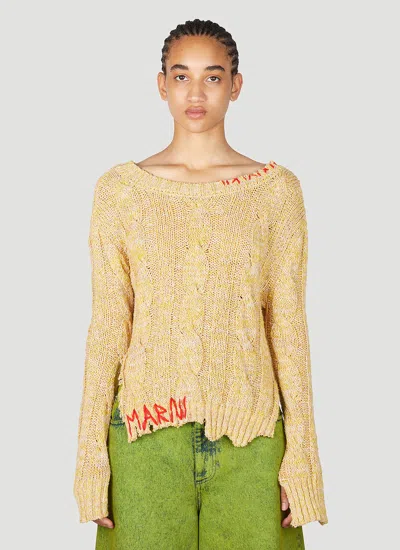 Marni Cable Knit Sweater In Beige
