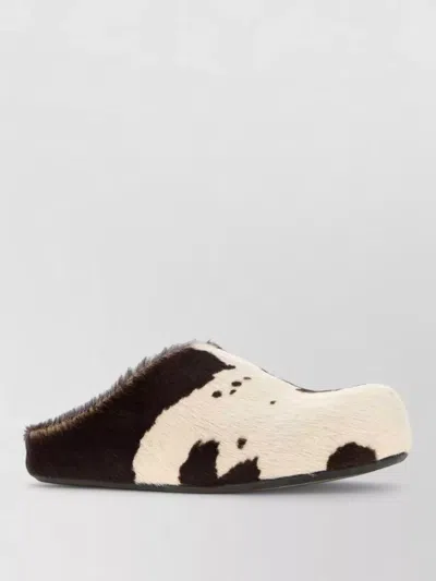 Marni Calf Hair Animal Pattern Flat Slippers In Multi