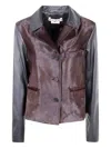 Marni Black Leather And Pony Hair Jacket In Brown