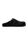 Marni Faux Fur Round Toe Sandals In Black