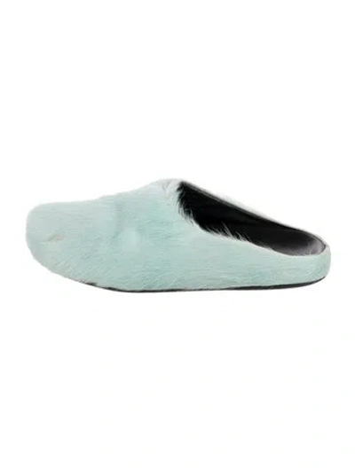 Pre-owned Marni Calf Hair Mules In Green