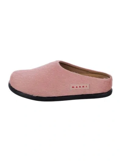 Pre-owned Marni Calf Hair Mules In Pink