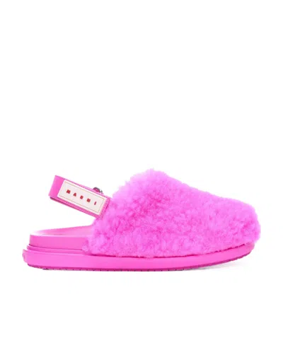 MARNI MARNI LOGO PATCH SLINGBACK SANDALS