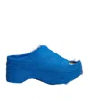 Marni Calf-hair Platform Mules In Blue