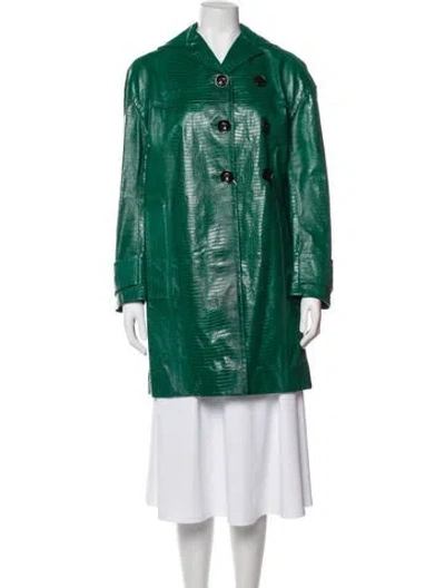 Pre-owned Marni Calf Leather Animal Print Coat W/ Tags In Green