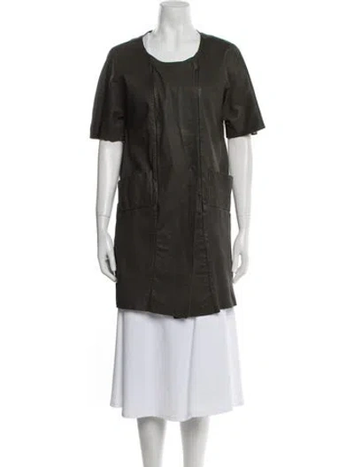 Pre-owned Marni Calf Leather Coat In Green