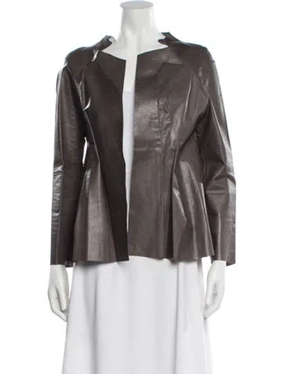 Pre-owned Marni Calf Leather Evening Jacket In Gray