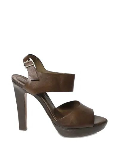 Pre-owned Marni Calf Leather High Heels Sandals In Brown